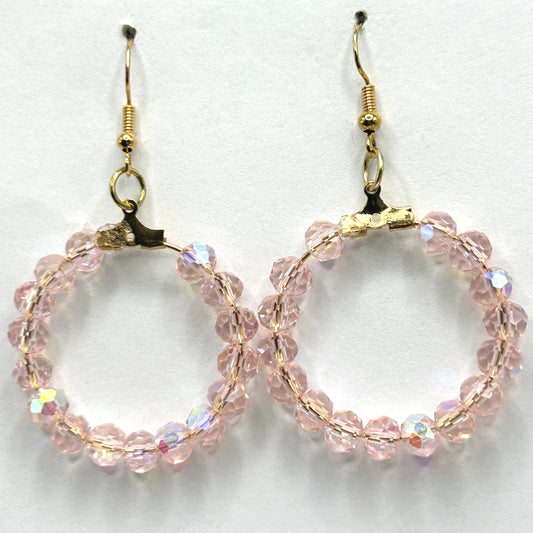 Medium Loop Earrings with Sparkly Pink Beads