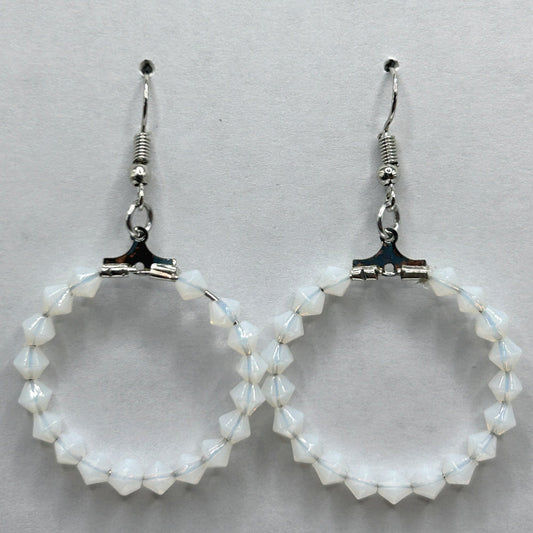 White Semi-Opal Medium Loop Earrings