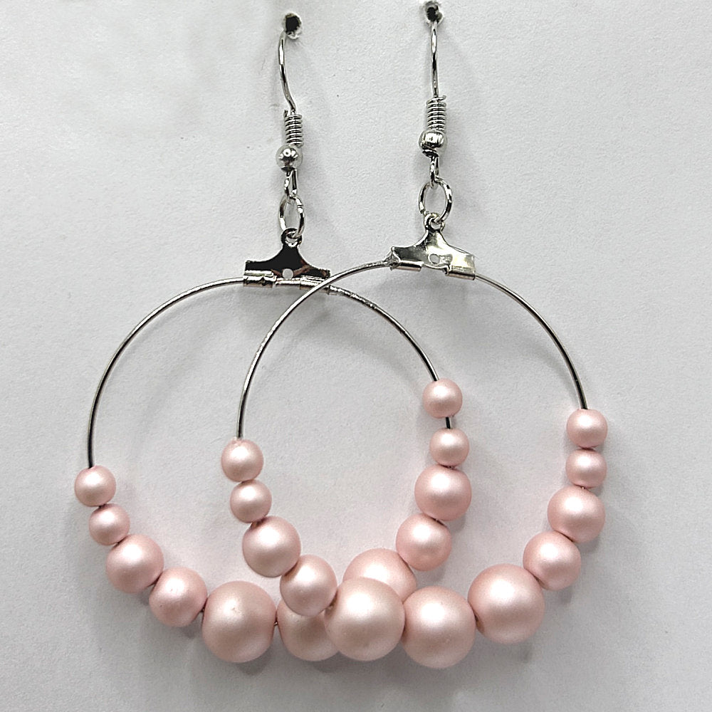 Pale Pink Faux Pearl Large Loop Earrings
