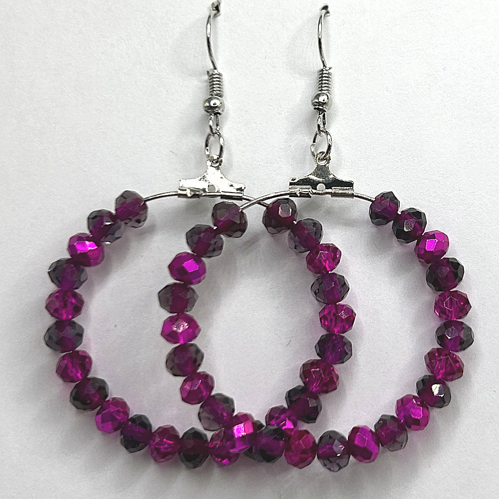 Mixed Sparkle Purple Large Loop Earrings