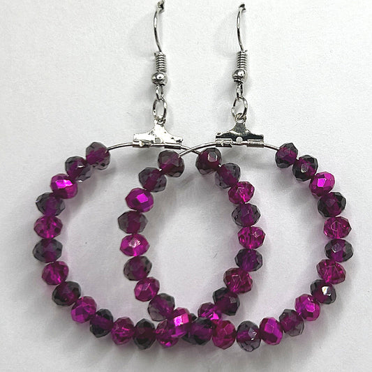 Mixed Sparkle Purple Large Loop Earrings