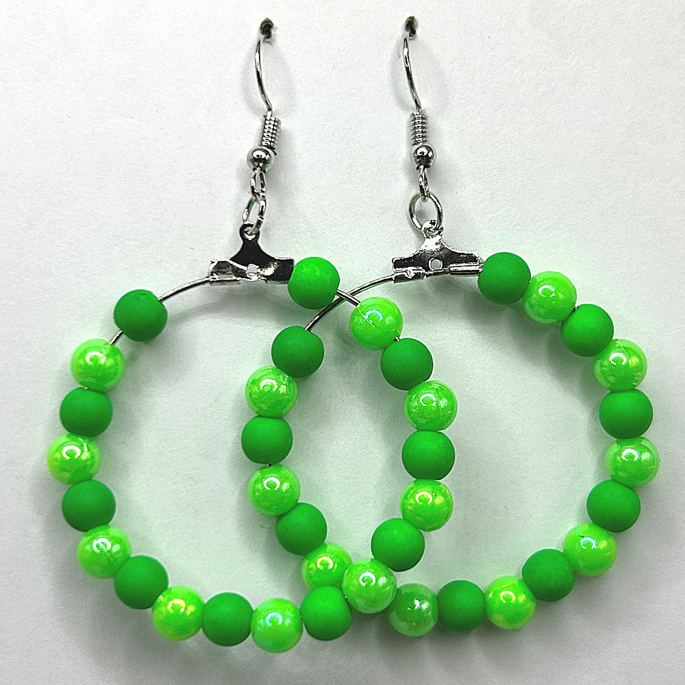 Green Mixed Plastic Large Loop Earrings