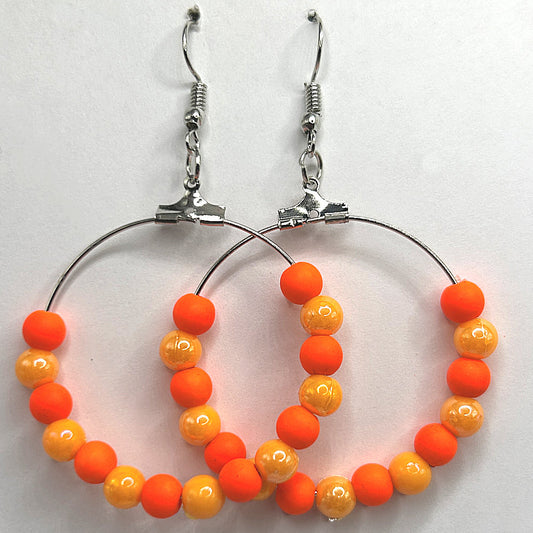 Orange Mixed Plastic Large Loop Earrings