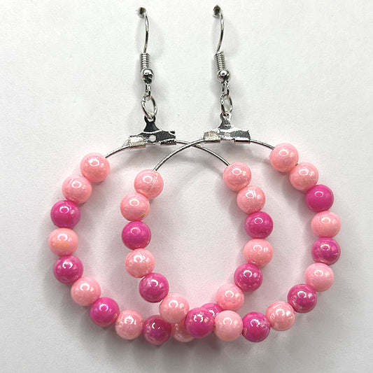 Pink Mixed Plastic Large Loop Earrings