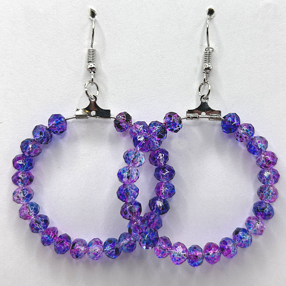 Purple-Blue Mottled Large Loop Earrings