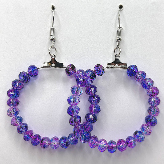 Purple-Blue Mottled Large Loop Earrings