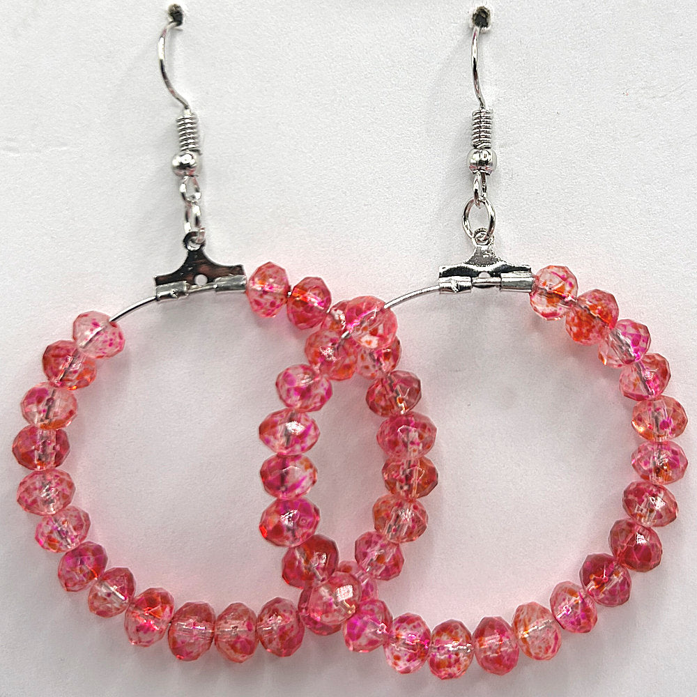 Pink Mottled Large Loop Earrings