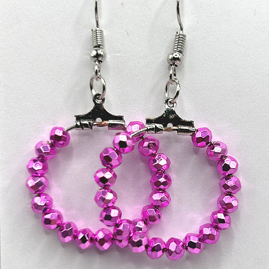 Metallic Bright Pink Small Loop Earrings