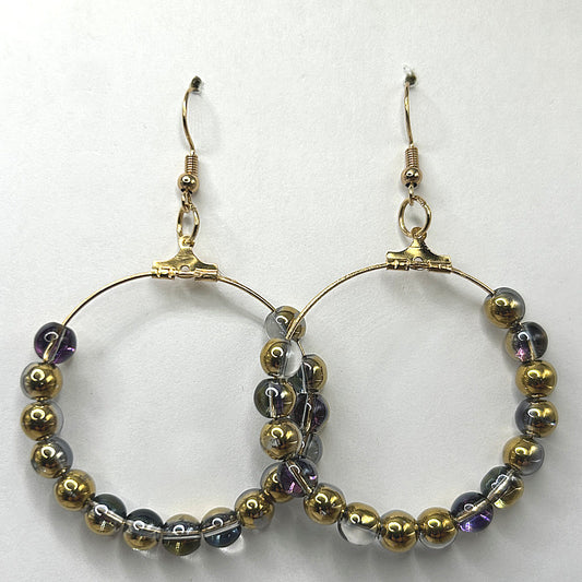 Half-Gold Smoky Large Loop Earrings