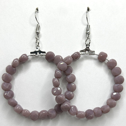 Dusky Purple Abstract Large Loop Earrings