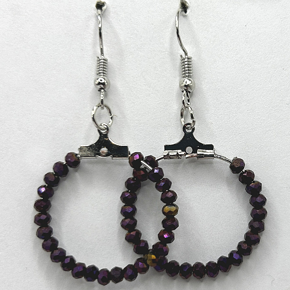Deep Metallic Purple Small Loop Earrings