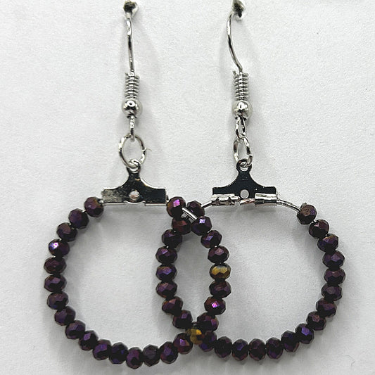Deep Metallic Purple Small Loop Earrings