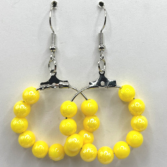 Iridescent-Coated Yellow Small Loop Earrings