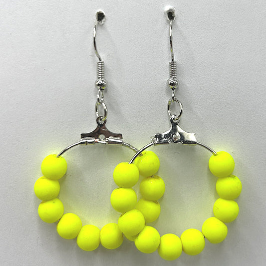 Yellow Neon Plastic Small Loop Earrings