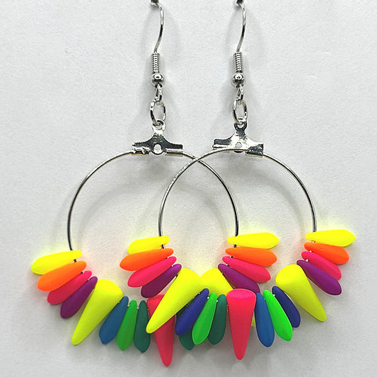 Neon Spike Medium Loop Earrings