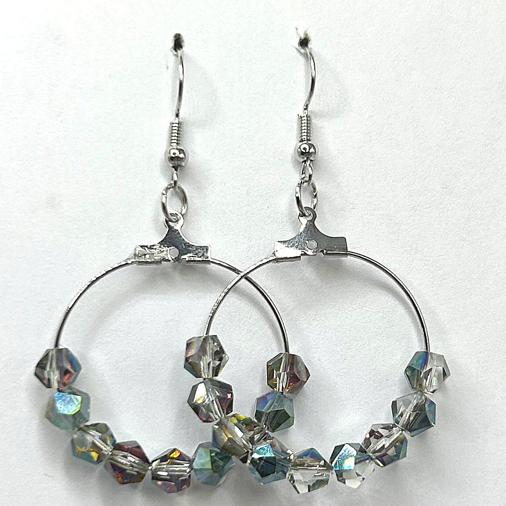 Medium Loop Earrings with Sparkling Blue Multicolor Beads