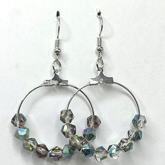 Medium Loop Earrings with Sparkling Blue Multicolor Beads