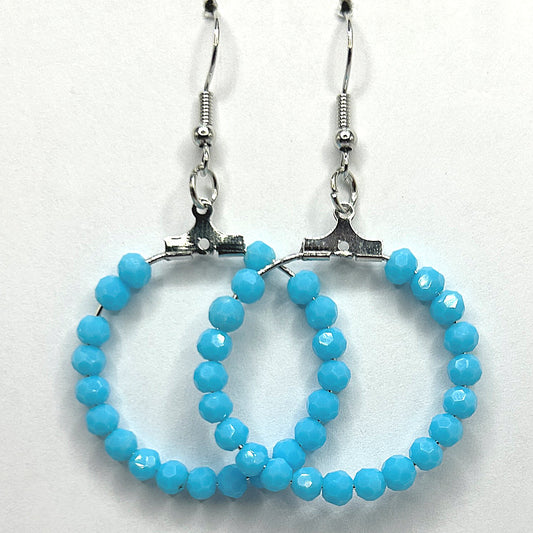 Medium Loop Earrings with Sky Blue Beads