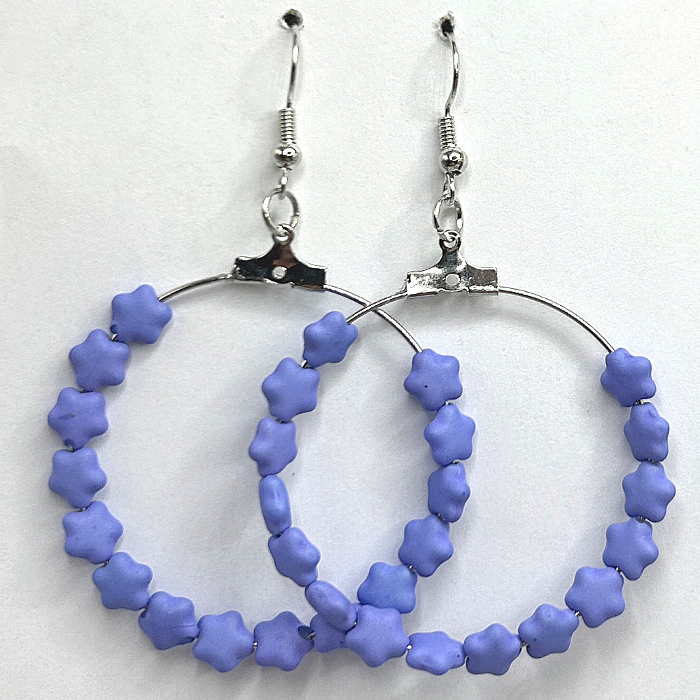 Large Loop Earrings with Periwinkle Stars
