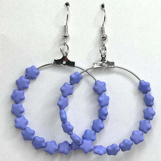 Large Loop Earrings with Periwinkle Stars