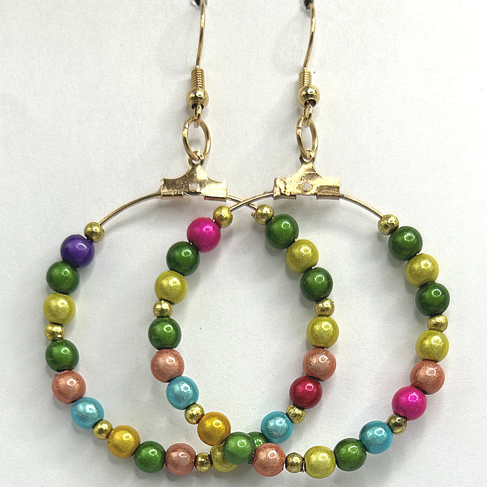 Large Loop Earrings with Multicolor Magic Beads