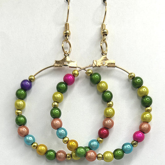 Large Loop Earrings with Multicolor Magic Beads