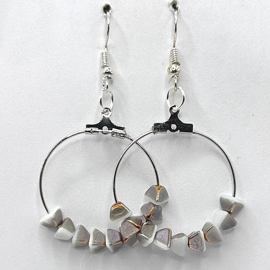 Medium Loop Earrings with Triangular Multicolor Beads