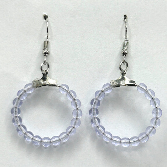 Small Loop Earrings with Clear Pale Purple Beads
