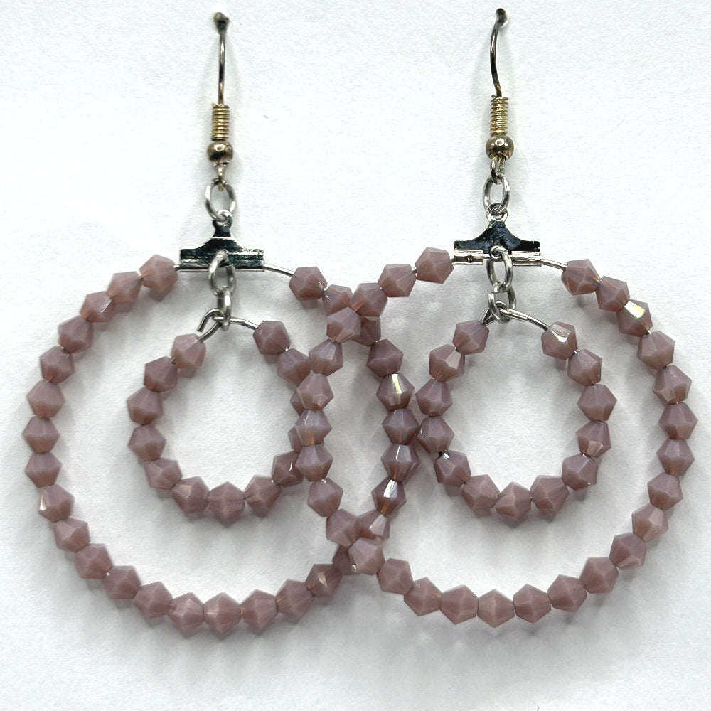 Double Purple Large Loop Earrings