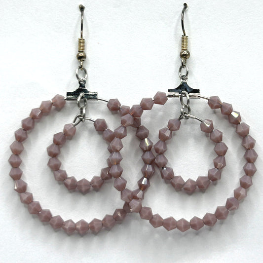 Double Purple Large Loop Earrings