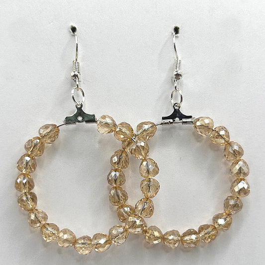 Large Loop Earrings with Champagne Pear-Shaped Beads (HEAVY)