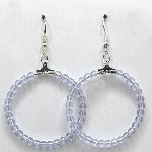 Large Loop Earrings with Pale Violet Round Beads