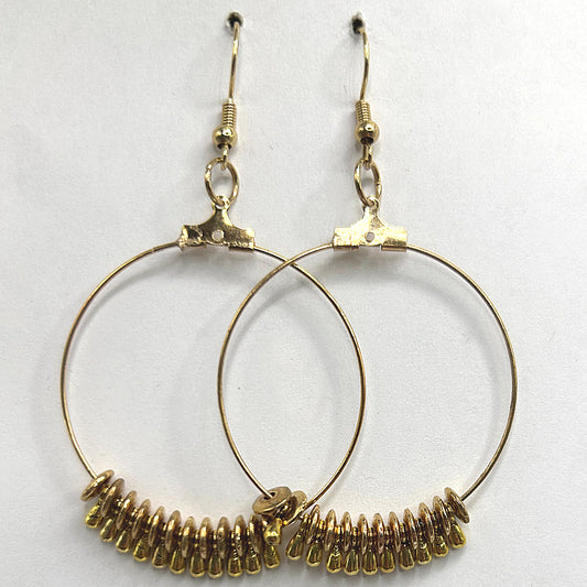 Large Loop Earrings with Gold-Colored Dangles