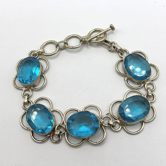 Bracelet with Oval Blue Faux Gems