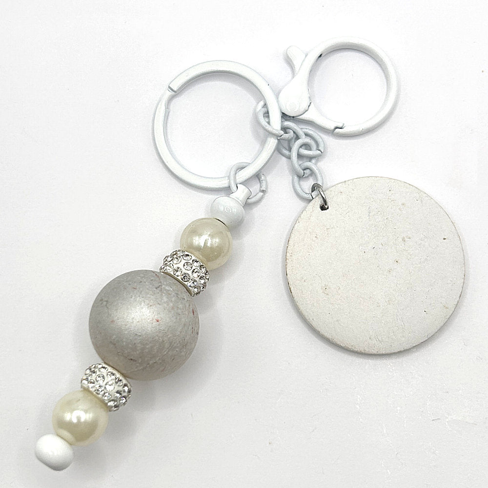 Keyring with White Wood Accent