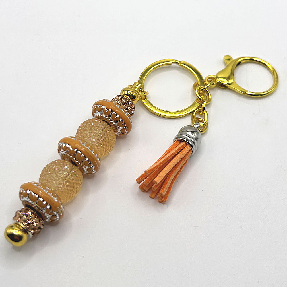 Keyring with Orange Ring Beads