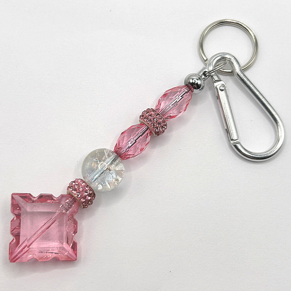 Keyring with Pink Diamond End and Sparkles