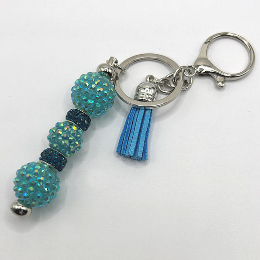 Keyring with Lots of Blue Rhinestones