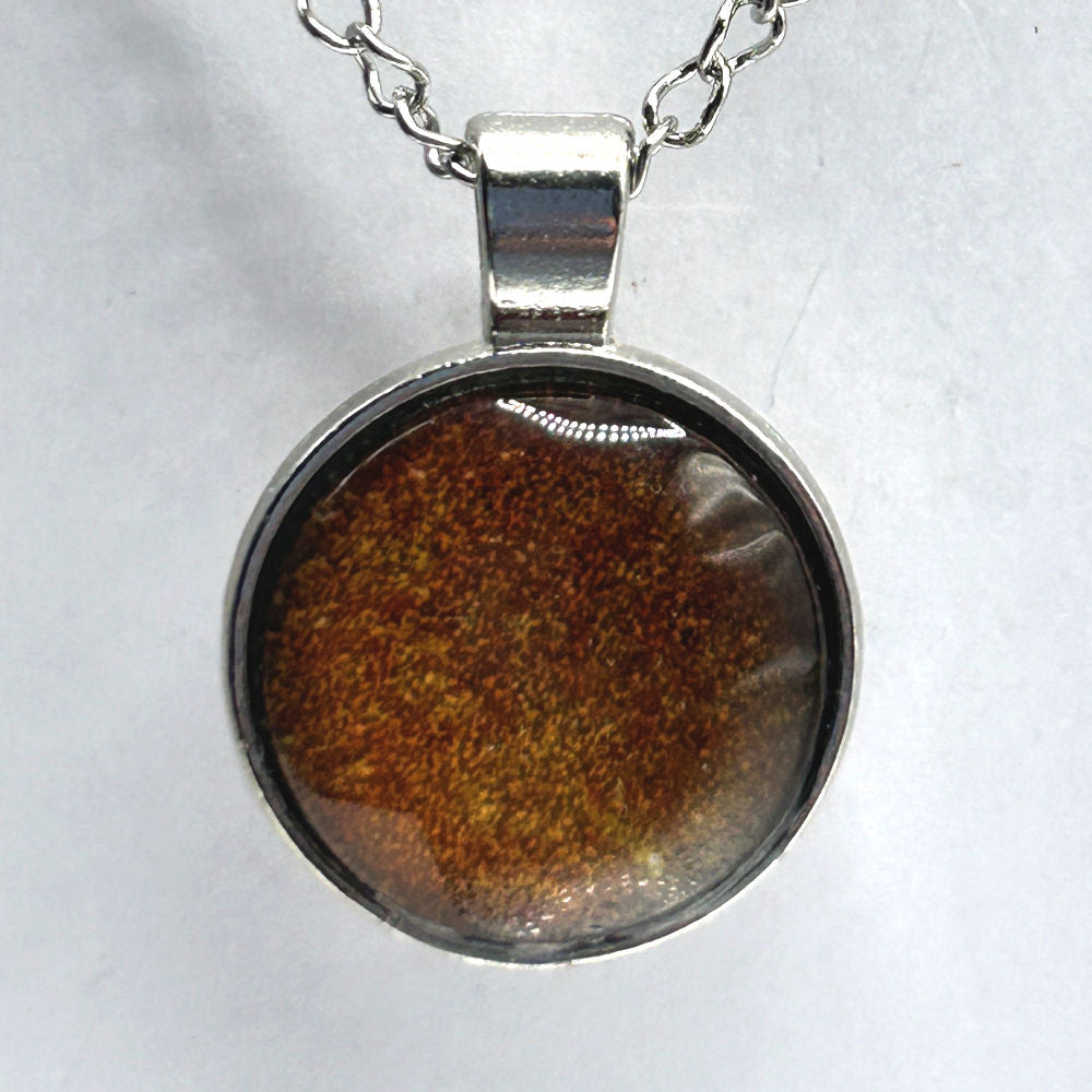 Glass Cabochon Necklace - Sand Print