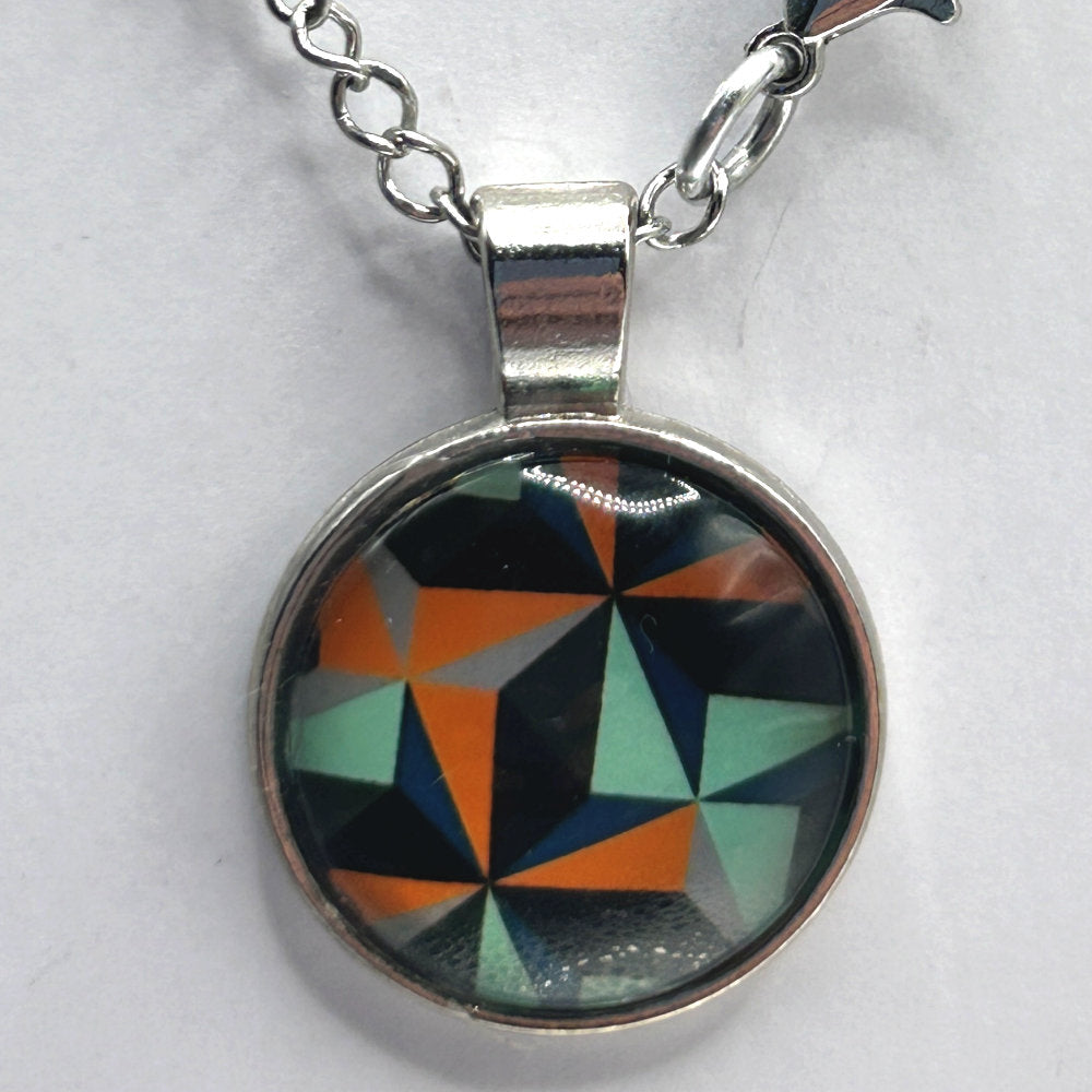 Glass Cabochon Necklace - Geometric