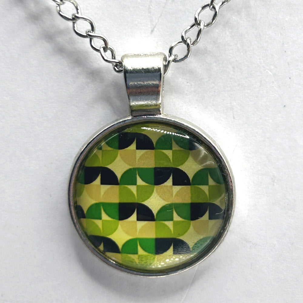 Glass Cabochon Necklace - Geometric