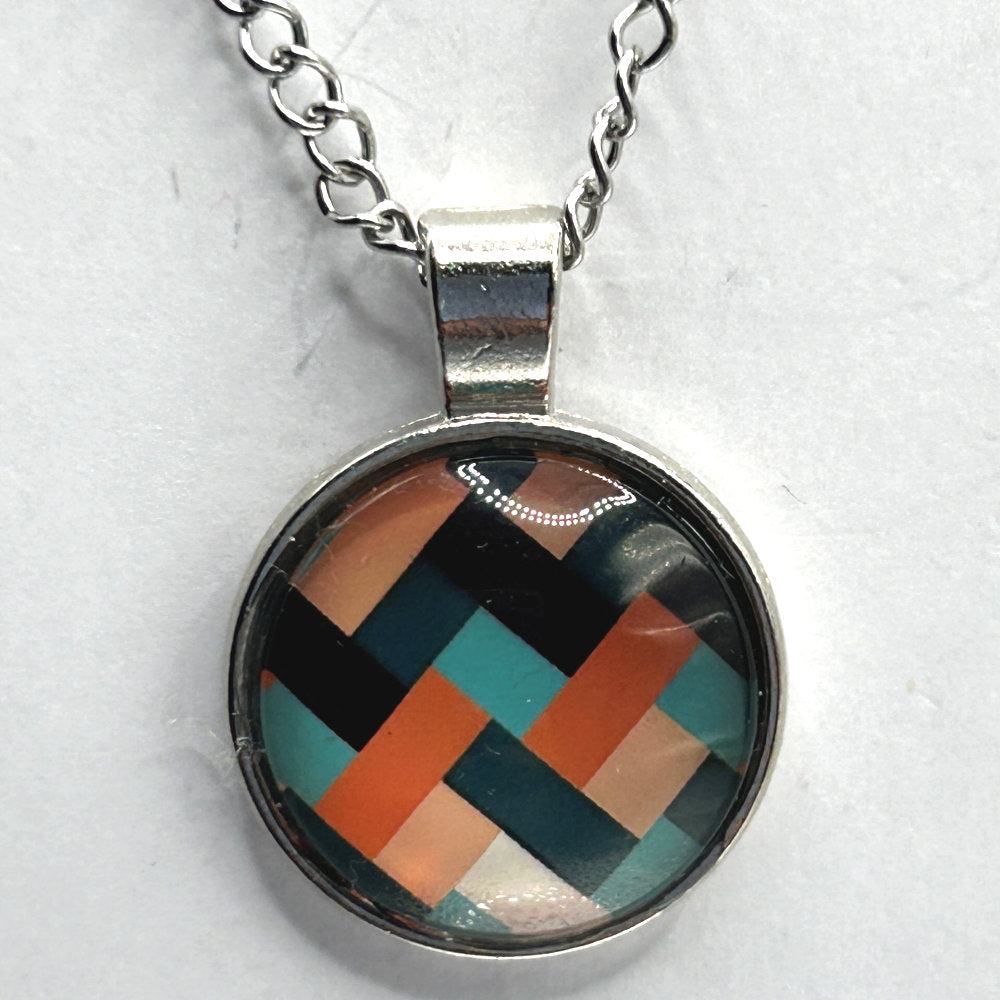 Glass Cabochon Necklace - Geometric