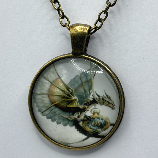 Glass Cabochon Necklace - Dragon