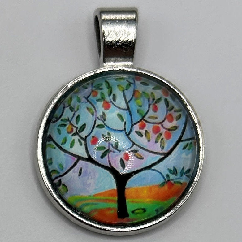 Glass Cabochon Pendant Necklace - Tree of Life