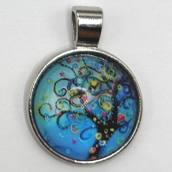 Glass Cabochon Pendant Necklace - Tree of Life
