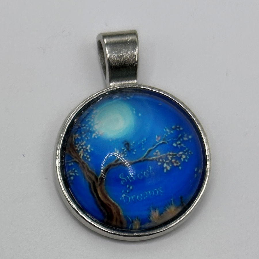 Glass Cabochon Pendant Necklace - Tree of Life