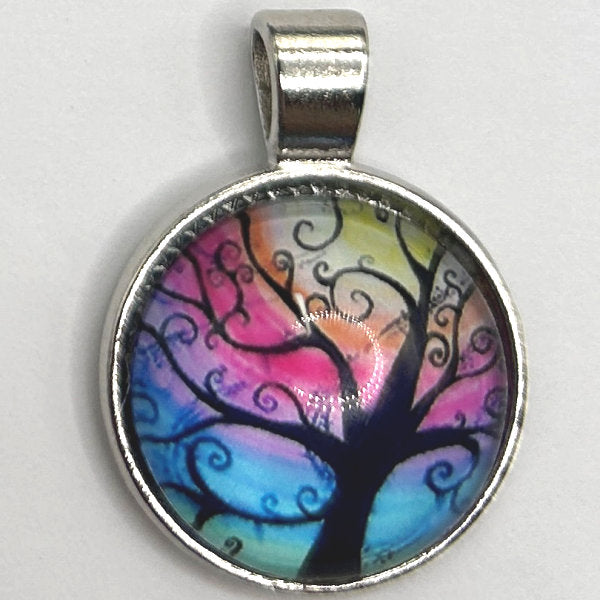 Glass Cabochon Pendant Necklace - Tree of Life