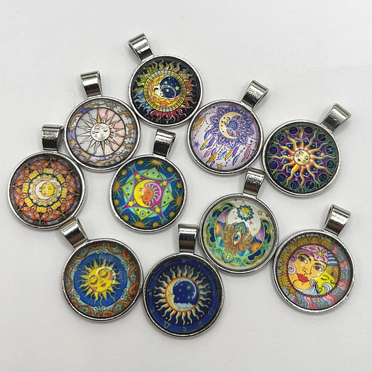 Glass Cabochon Pendant Necklace - Celestial