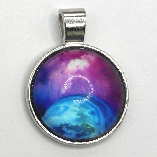 Glass Cabochon Pendant Necklace - Galaxy