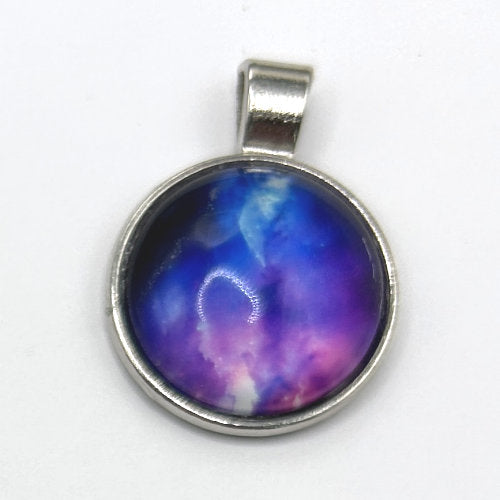 Glass Cabochon Pendant Necklace - Galaxy